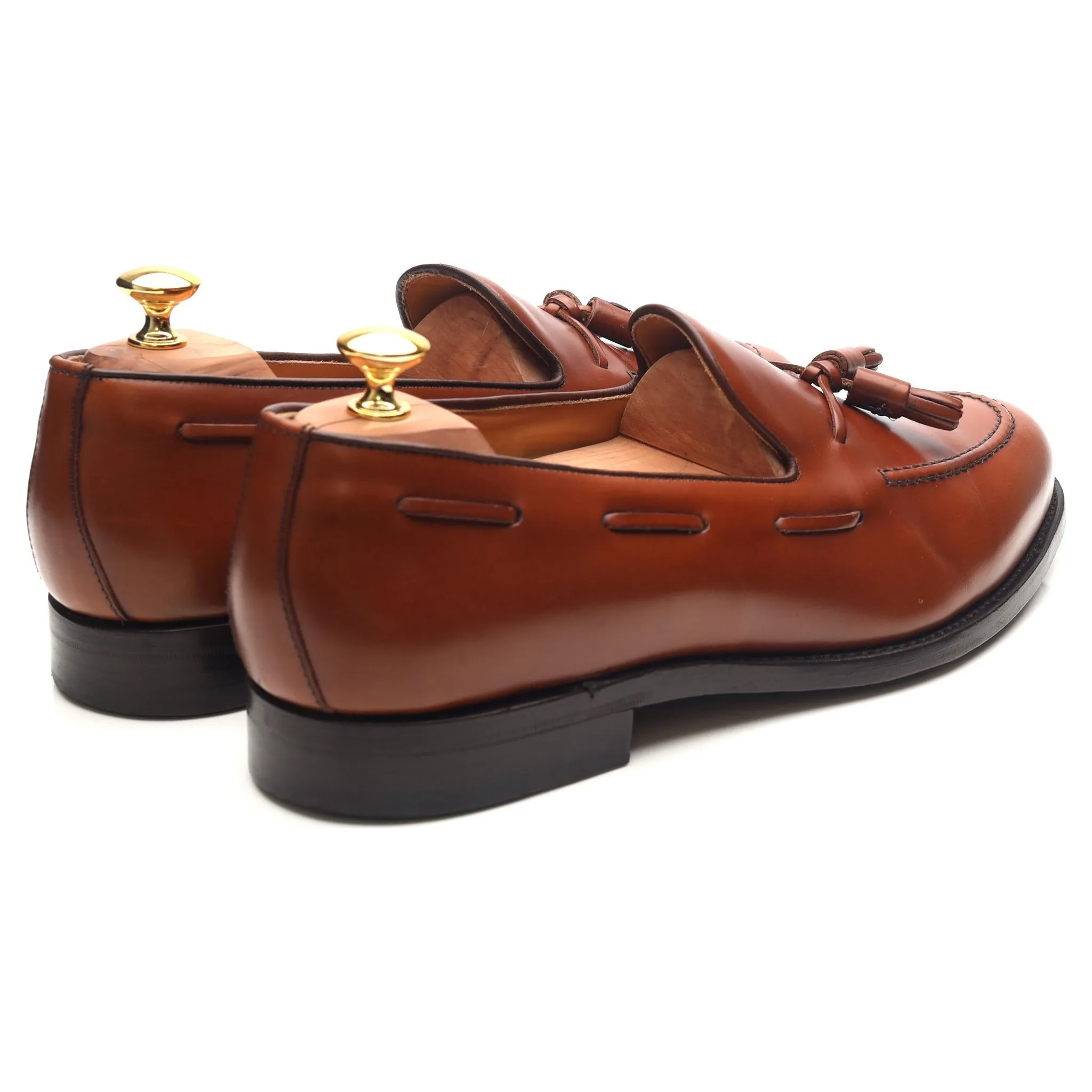 'Fletcher' Tan Brown Leather Tassel Loafers UK 12 F