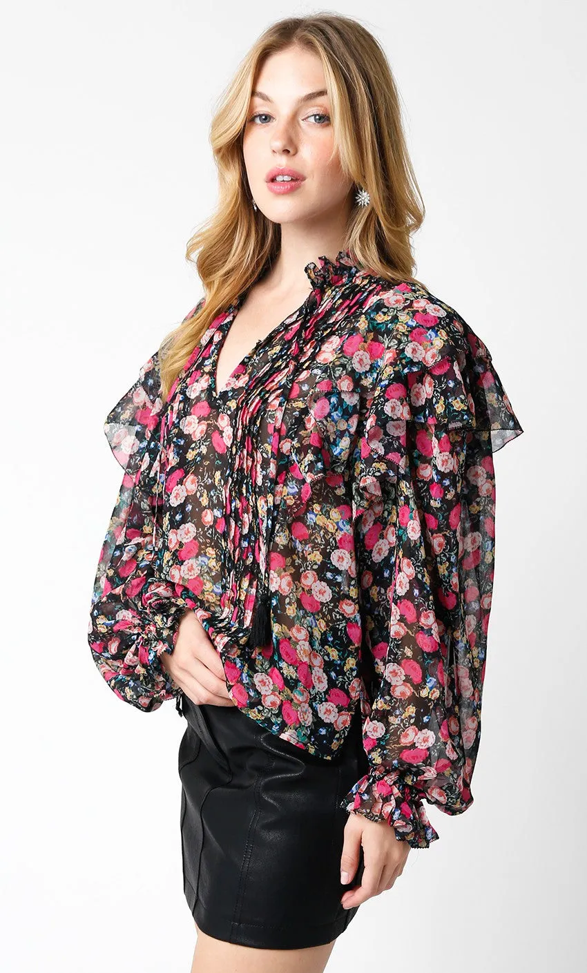 Floral Ruffle Fredda Top