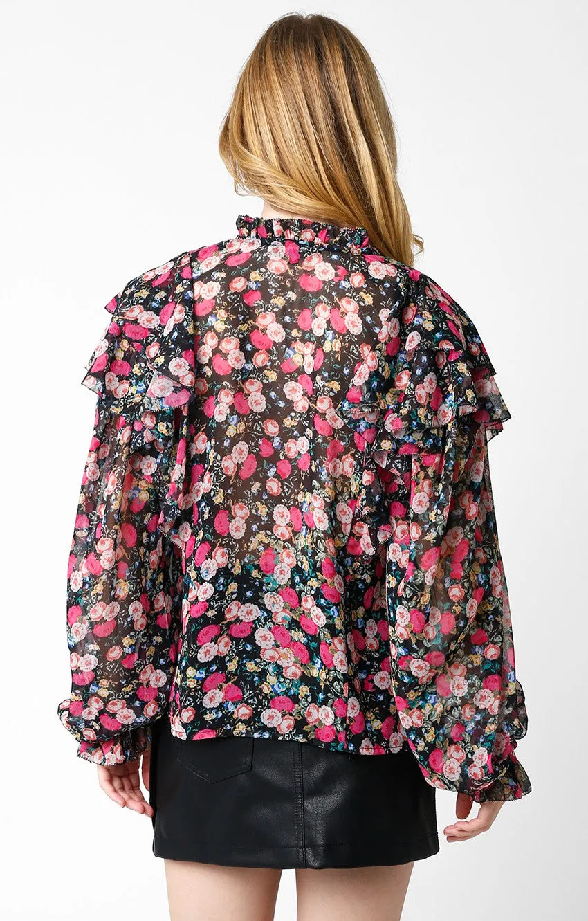 Floral Ruffle Fredda Top