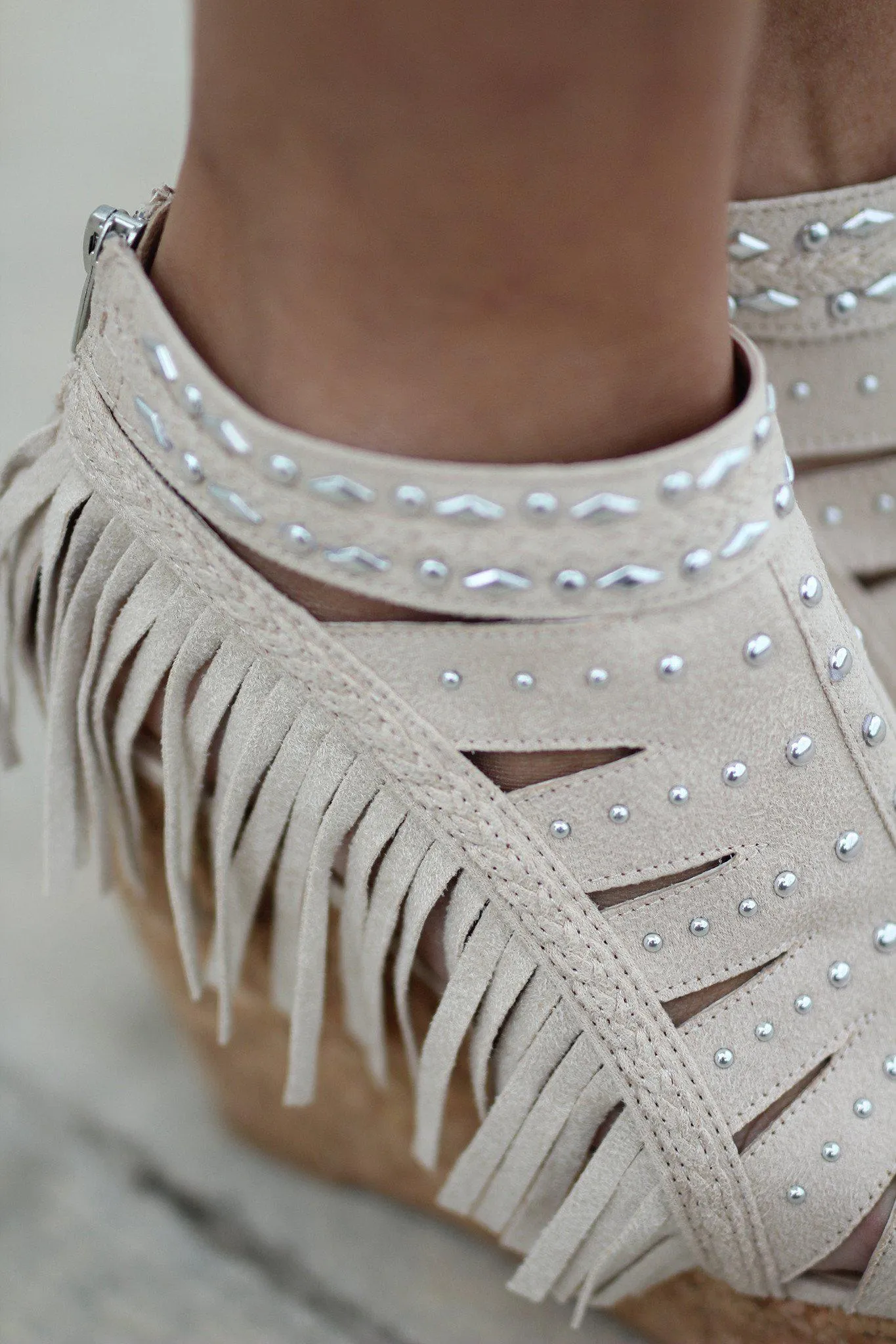 Frolic In Fringe Cream Wedges