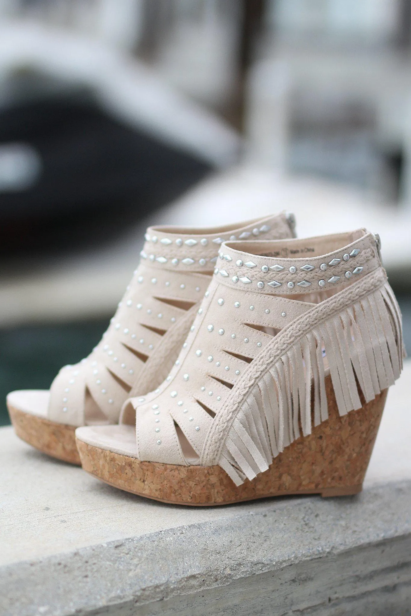 Frolic In Fringe Cream Wedges