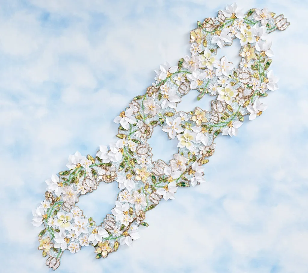 Gardenia Runner in Sky, White & Yellow