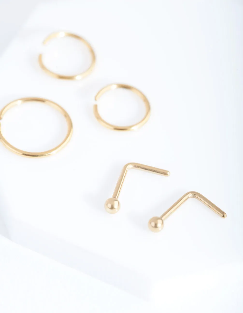 Gold Plain Nose Piercing 6-Pack