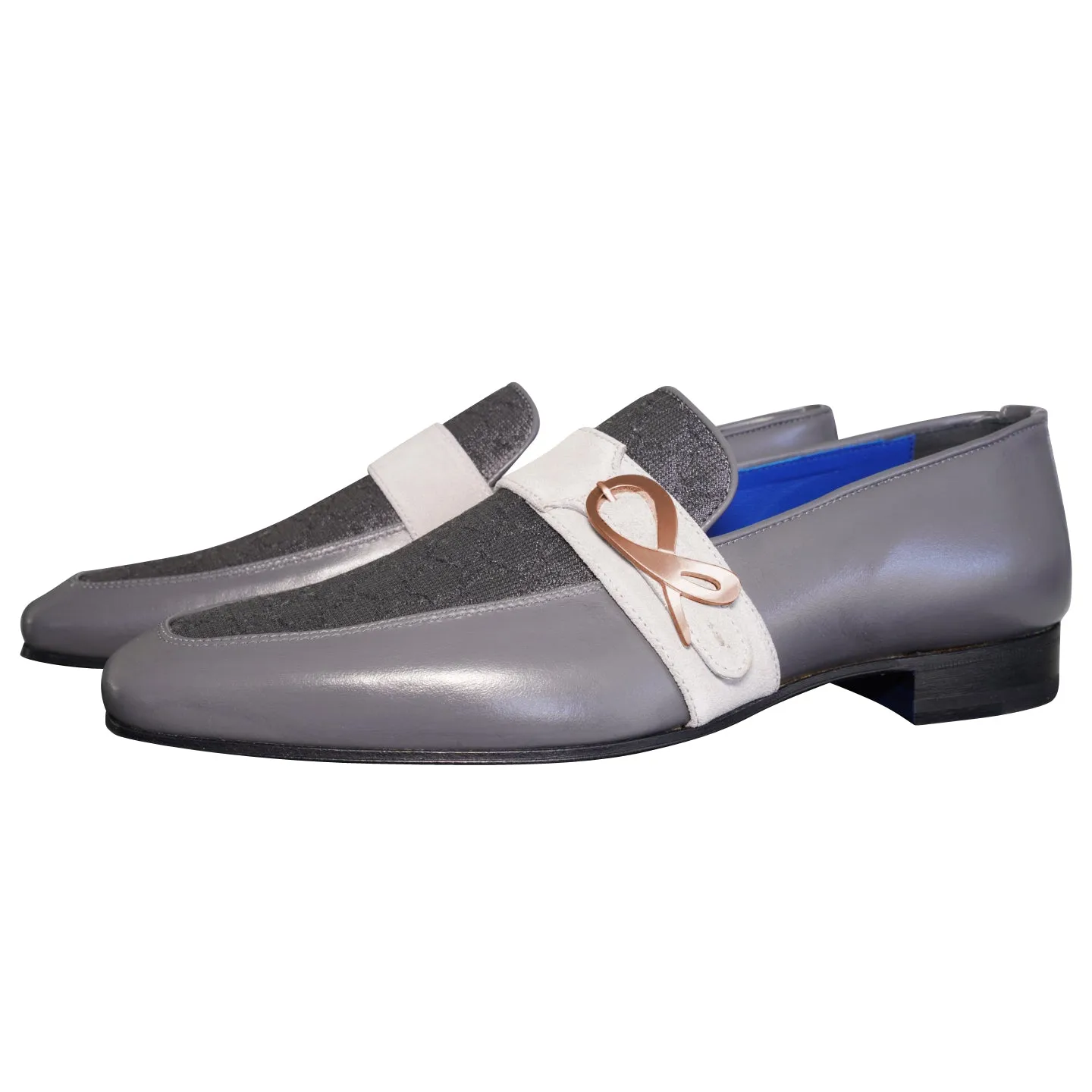 Grigio Logo Monk Strap Loafer With Rose Gold Buckle