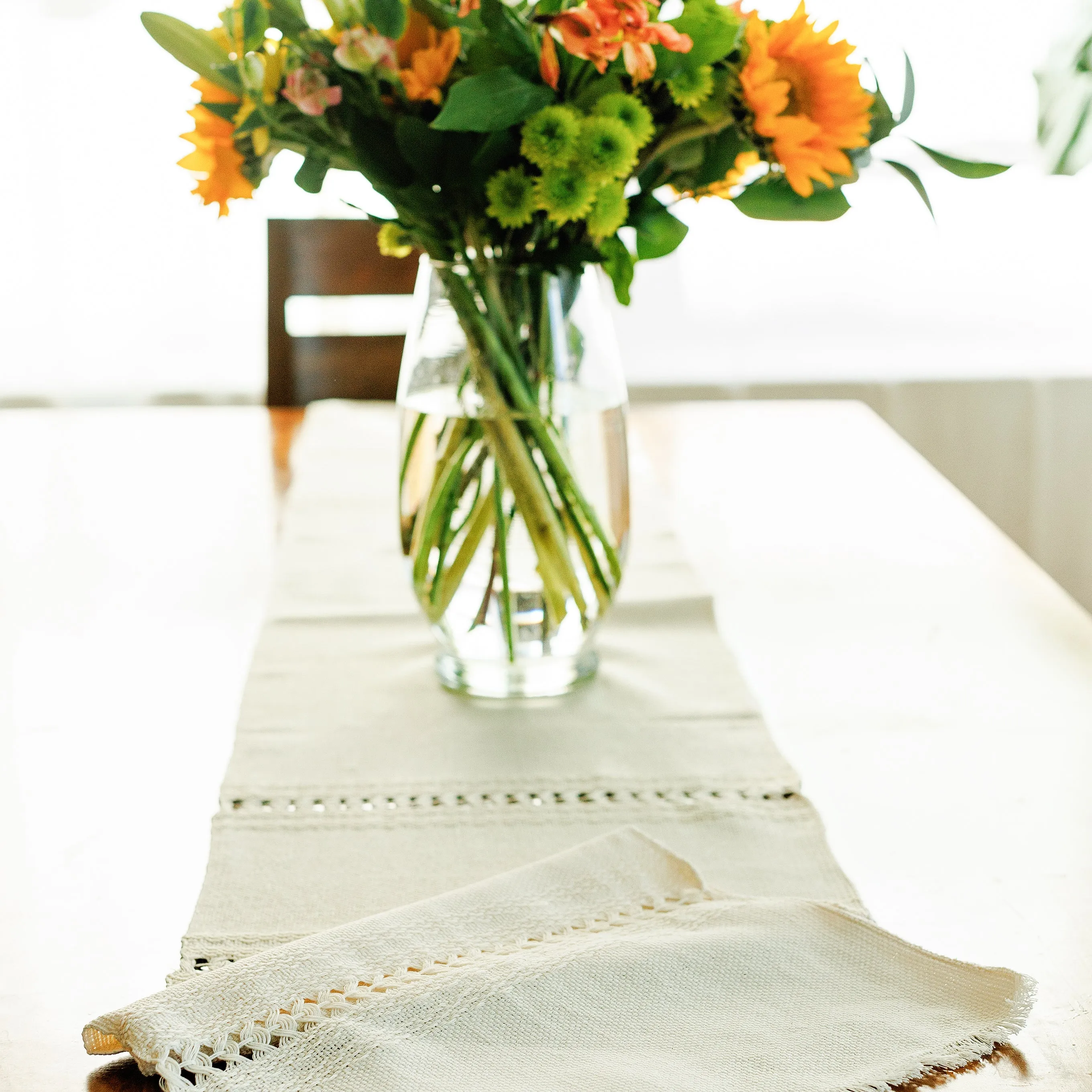 Handwoven Table Runner - Natural Cotton