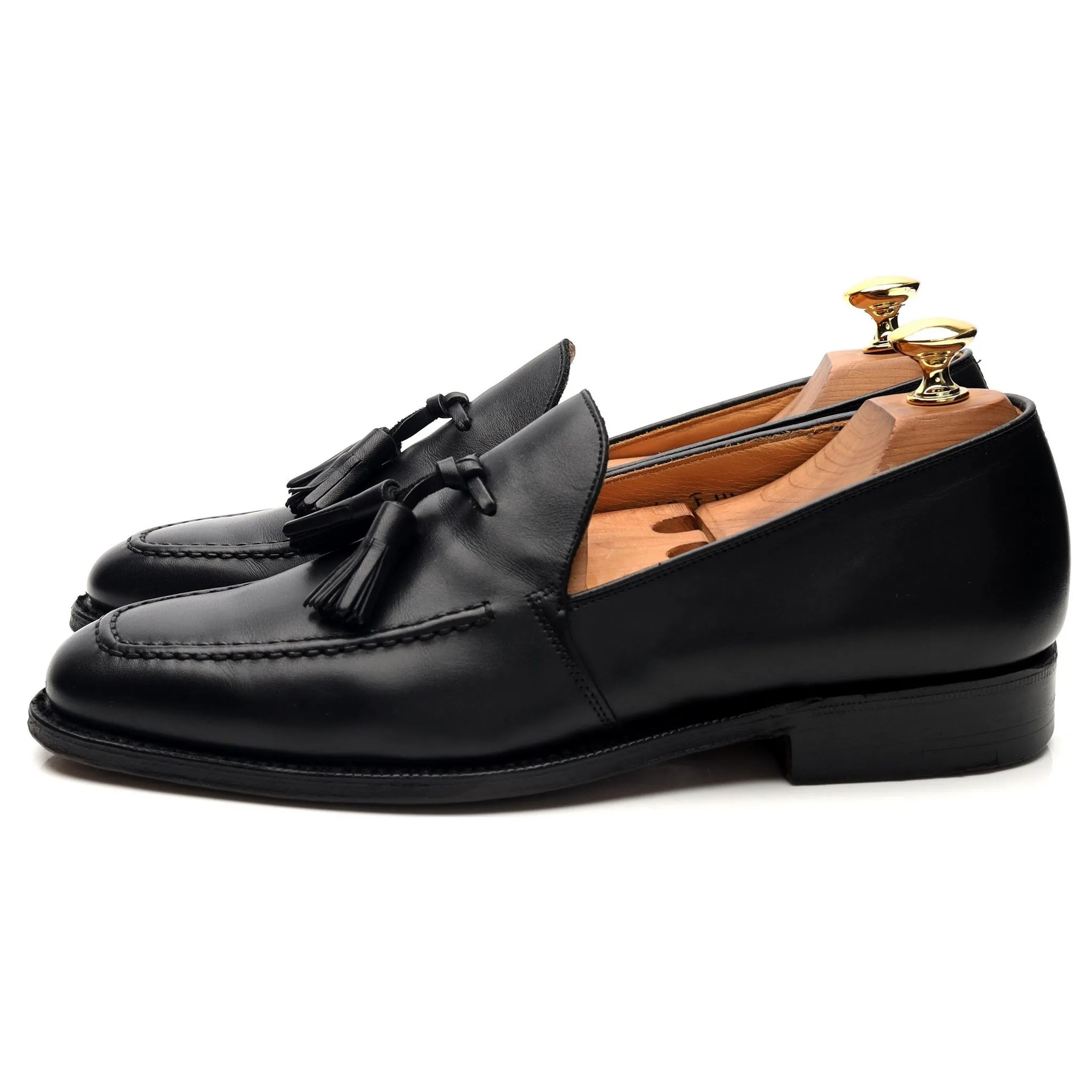 'Harrold' Black Leather Tassel Loafers UK 6 F