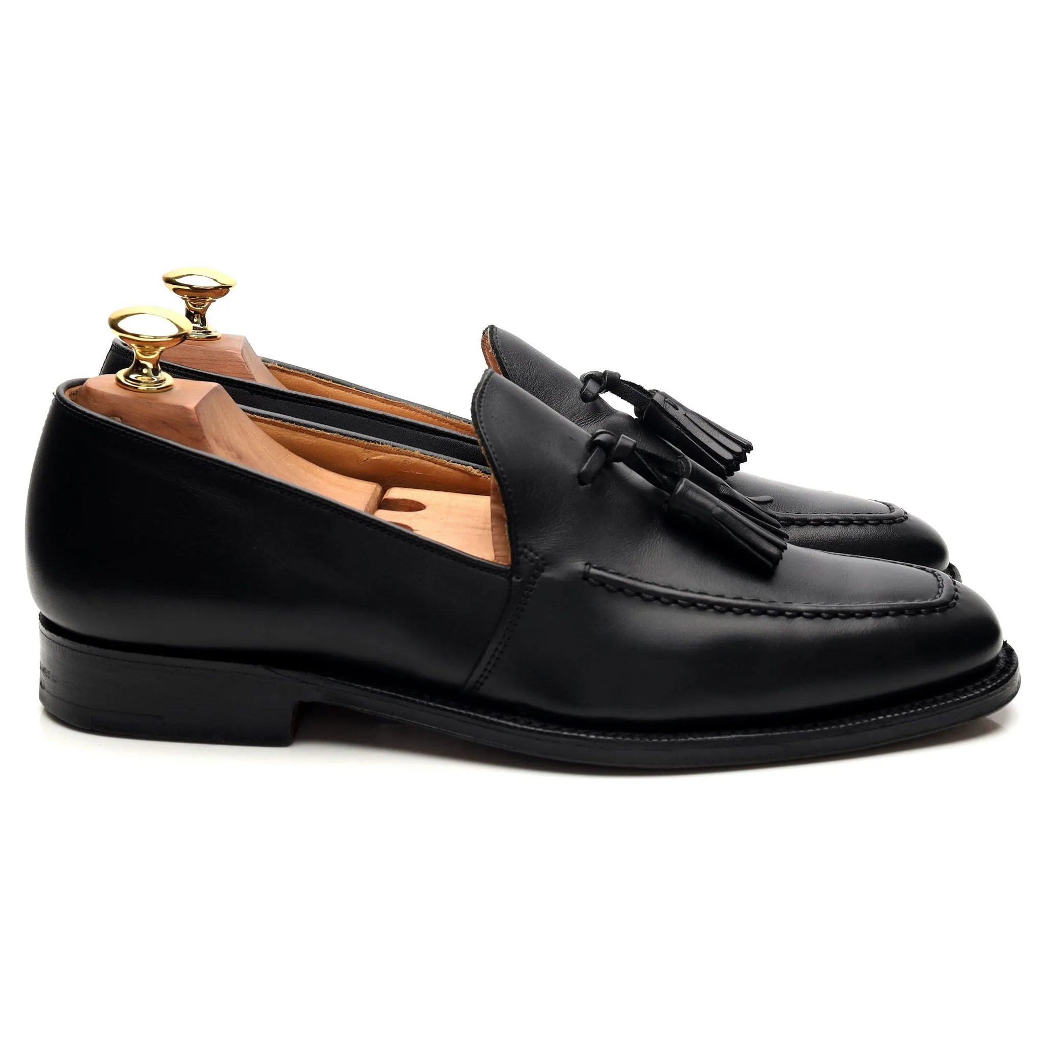 'Harrold' Black Leather Tassel Loafers UK 6 F