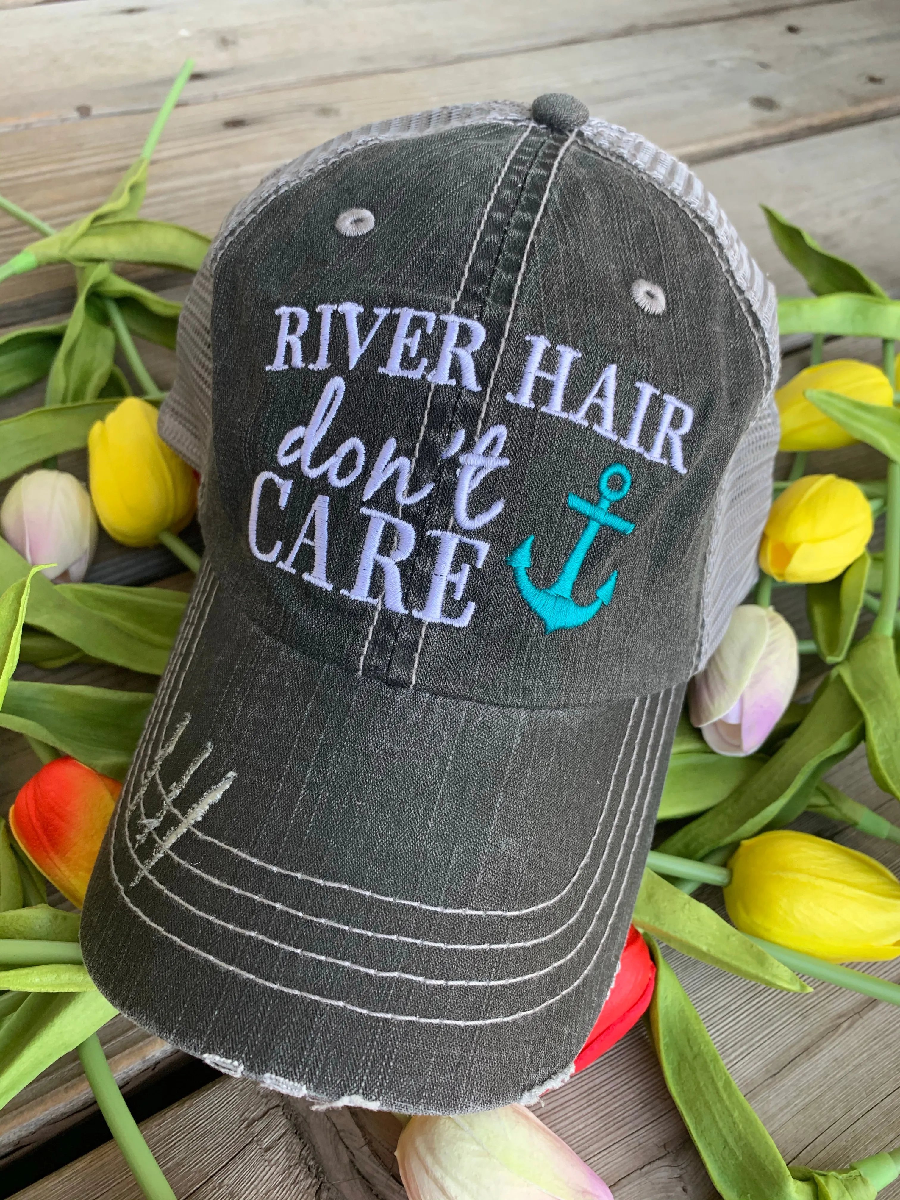 Hats { Lake hair don't care } { Happy Camper } { River hair don't care } { Beach hair don't care } { Tailgate hair don't care }