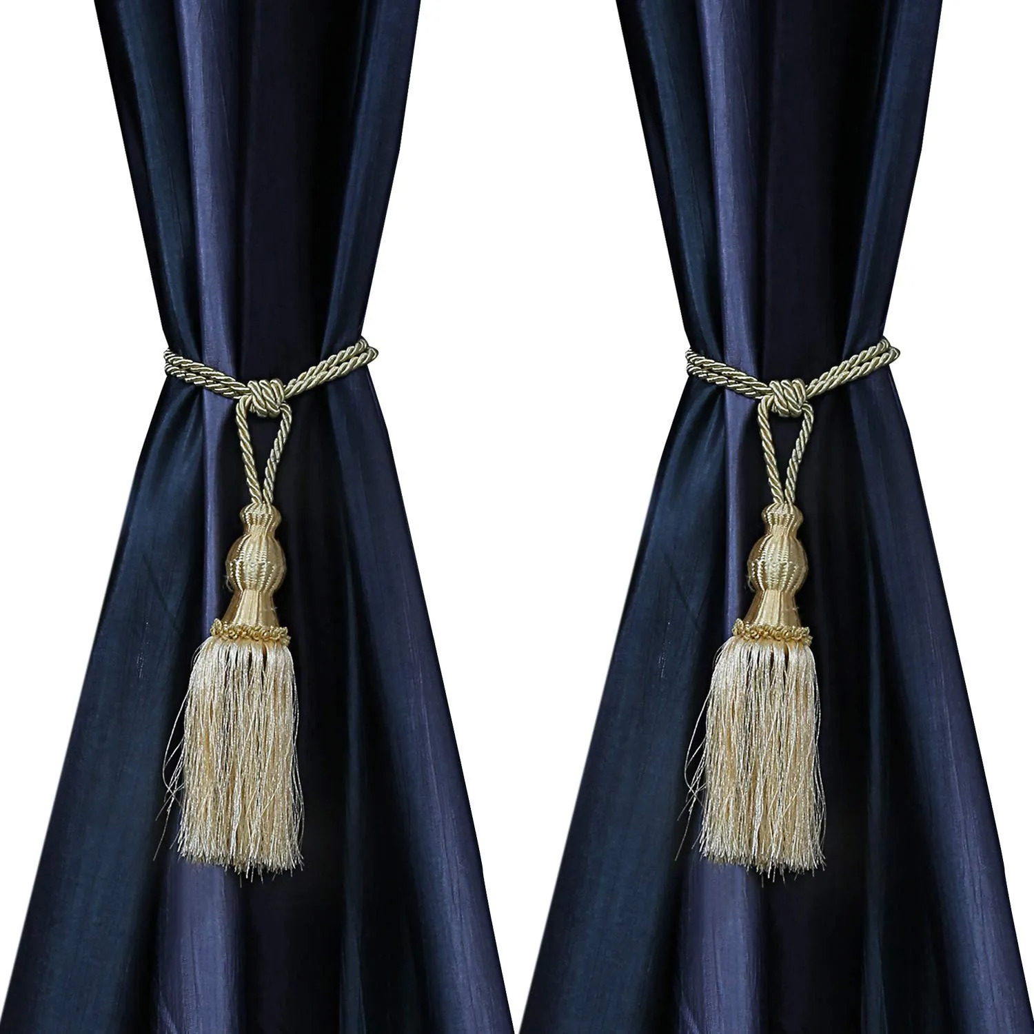 Heart Home Polyester 2 Pieces Curtain Tie Back Tassel Set (Gold) - CTHH01329