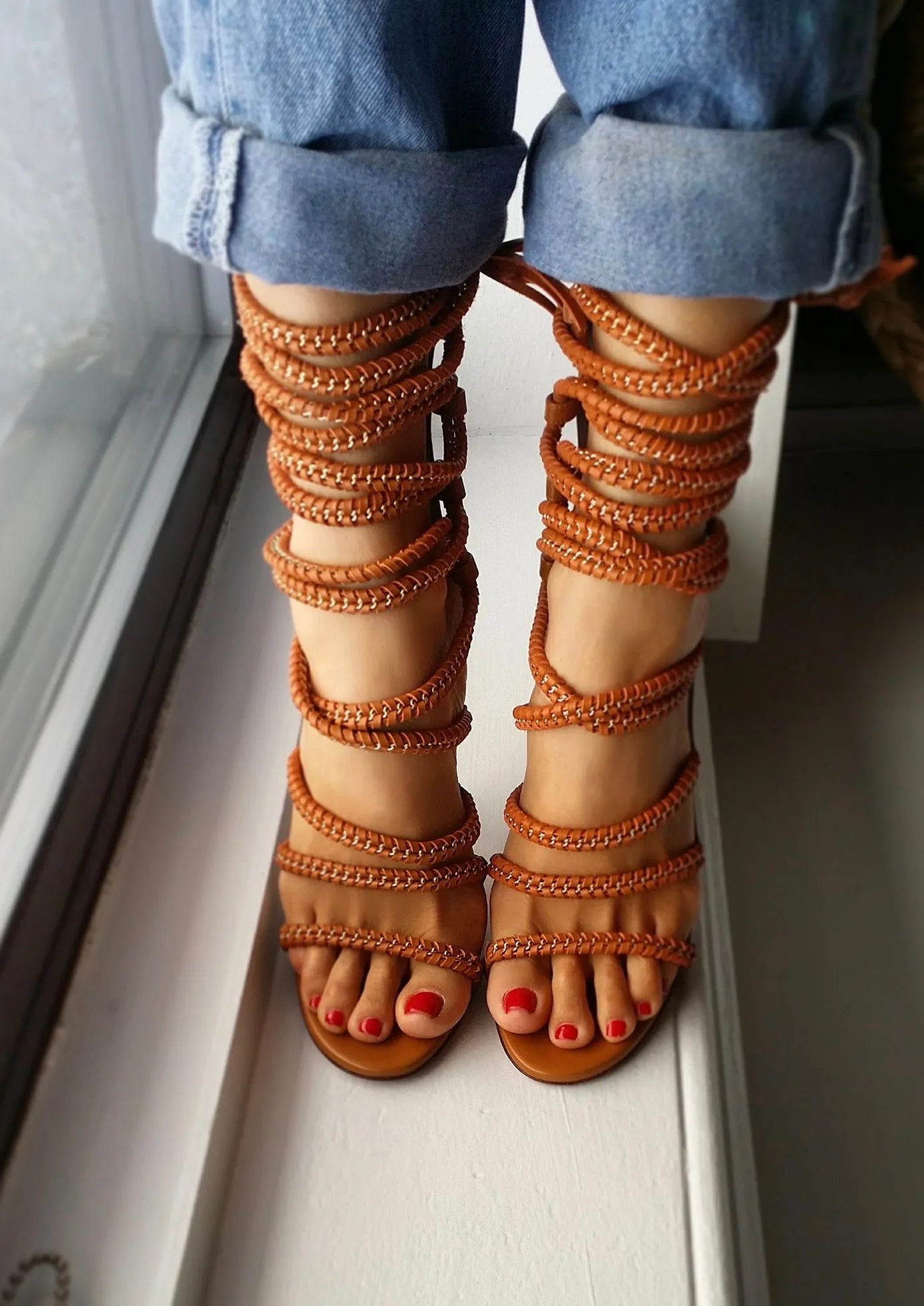 IMENA II TAN CALF SANDALS