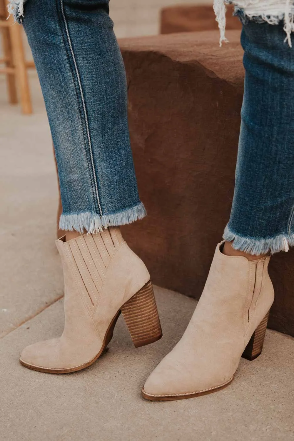 Jackie Heeled Booties in Taupe