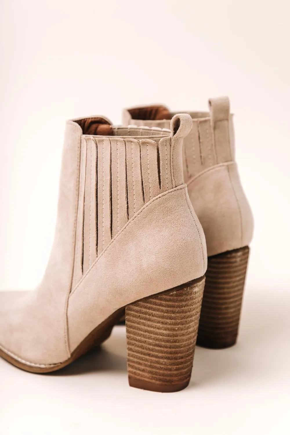 Jackie Heeled Booties in Taupe