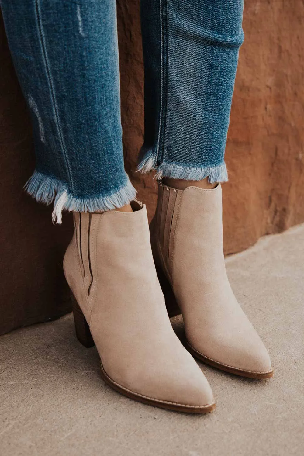 Jackie Heeled Booties in Taupe