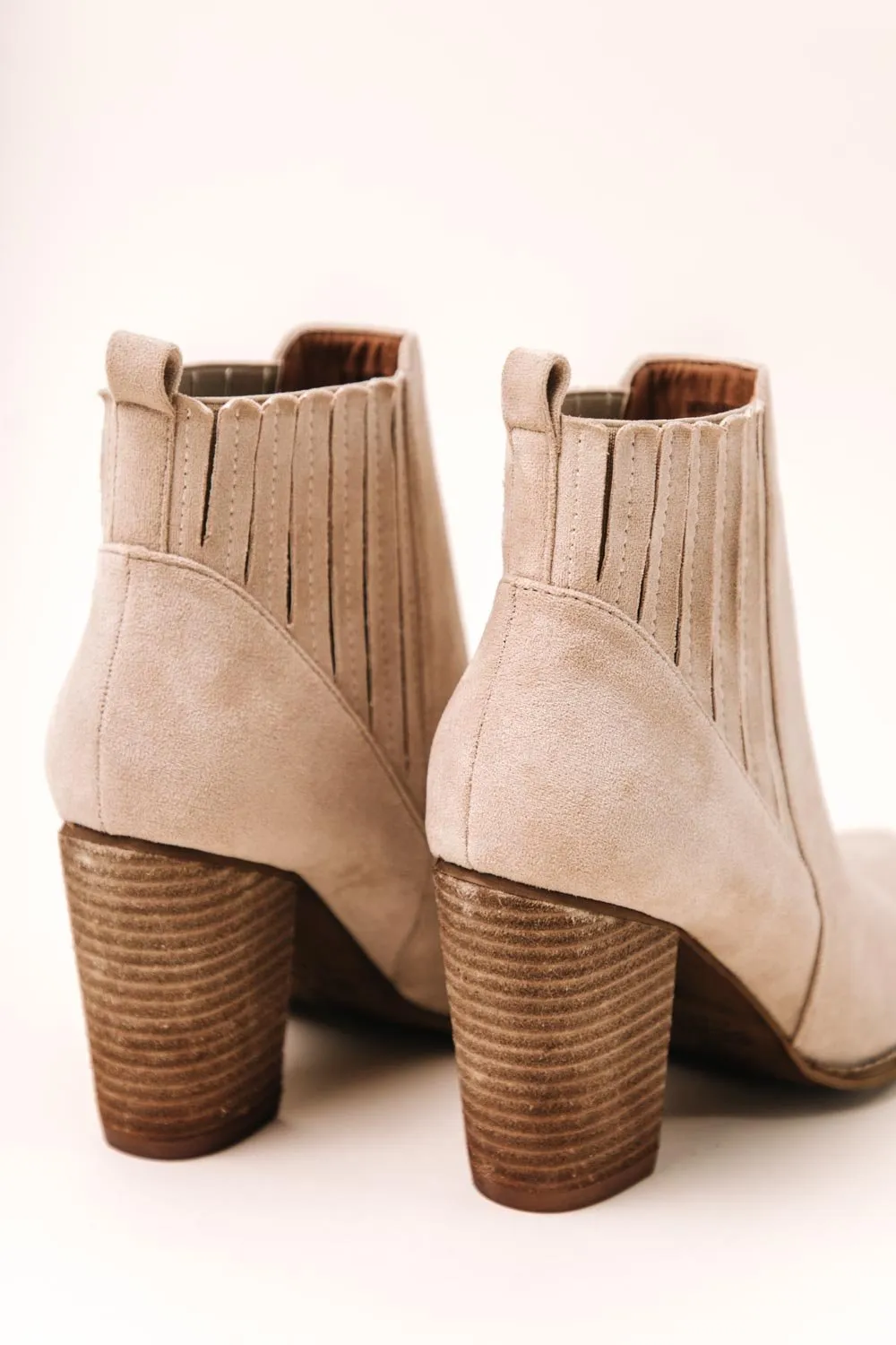 Jackie Heeled Booties in Taupe