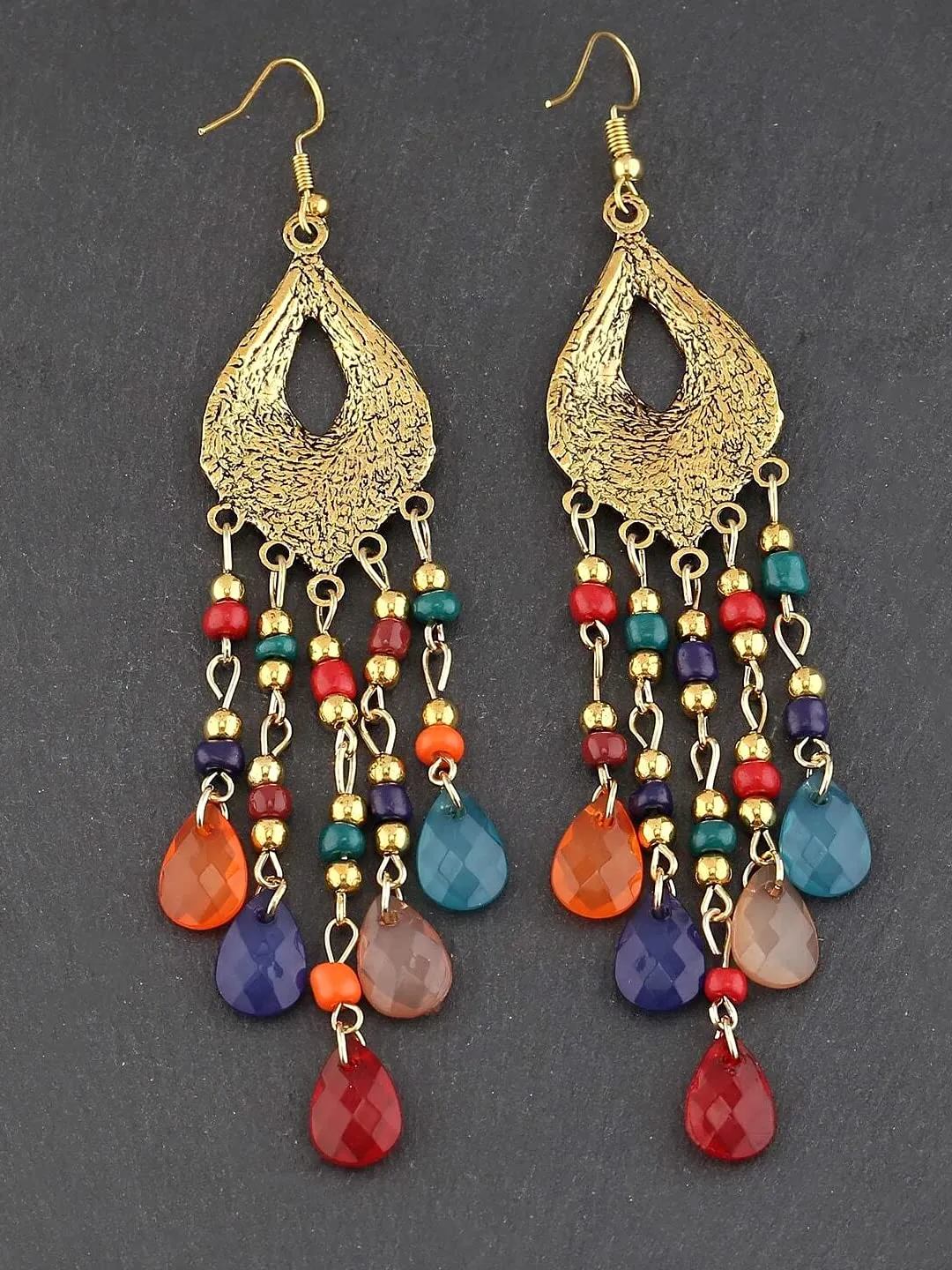 Kairangi Earrings for Women and Girls Fashion Multicolor Dangler | Gold Plated Long Beaded Tassel Earrings Bohemia Dangler Earrings| Birthday Gift for girls and women Anniversary Gift for Wife