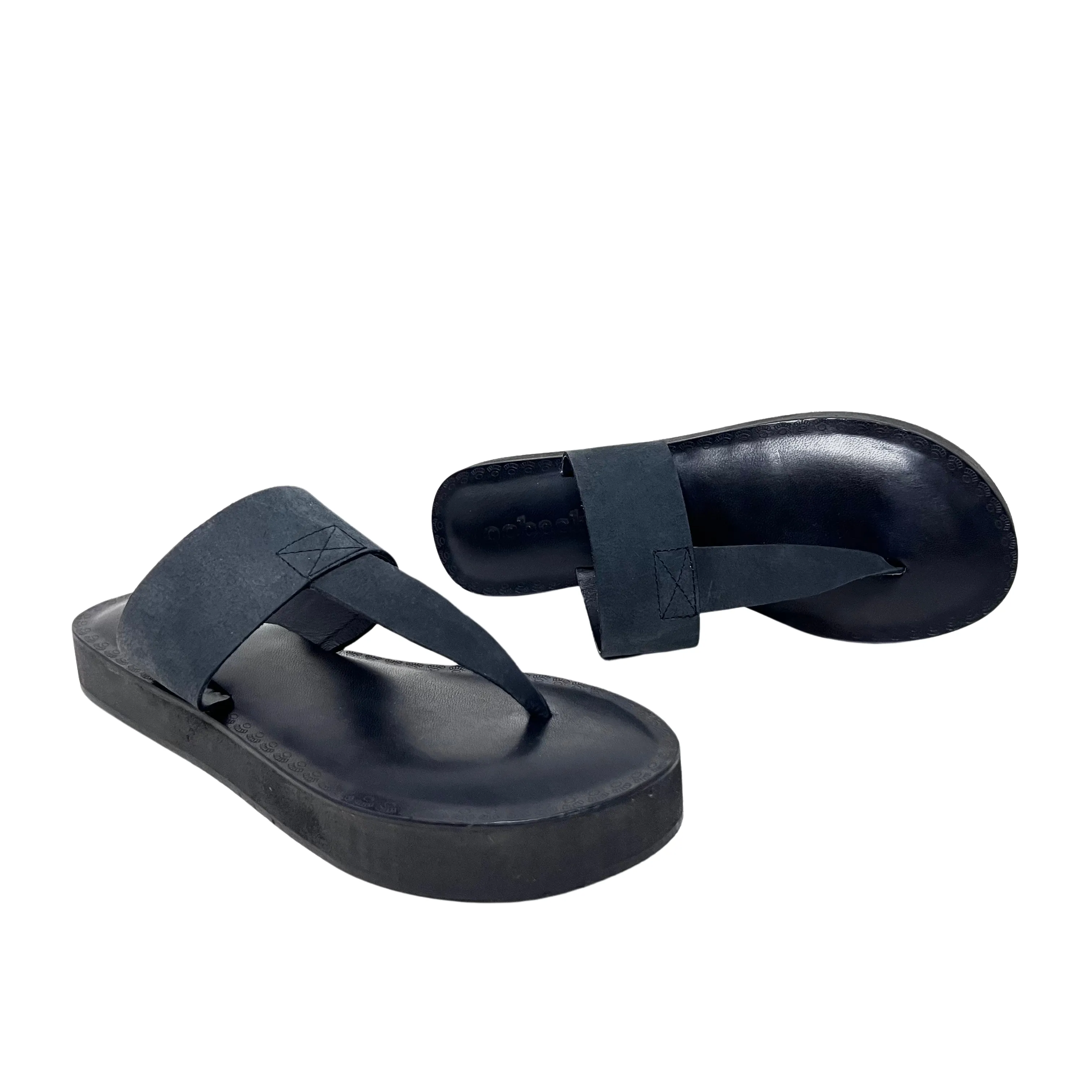 Katherine Black leather thong sandal