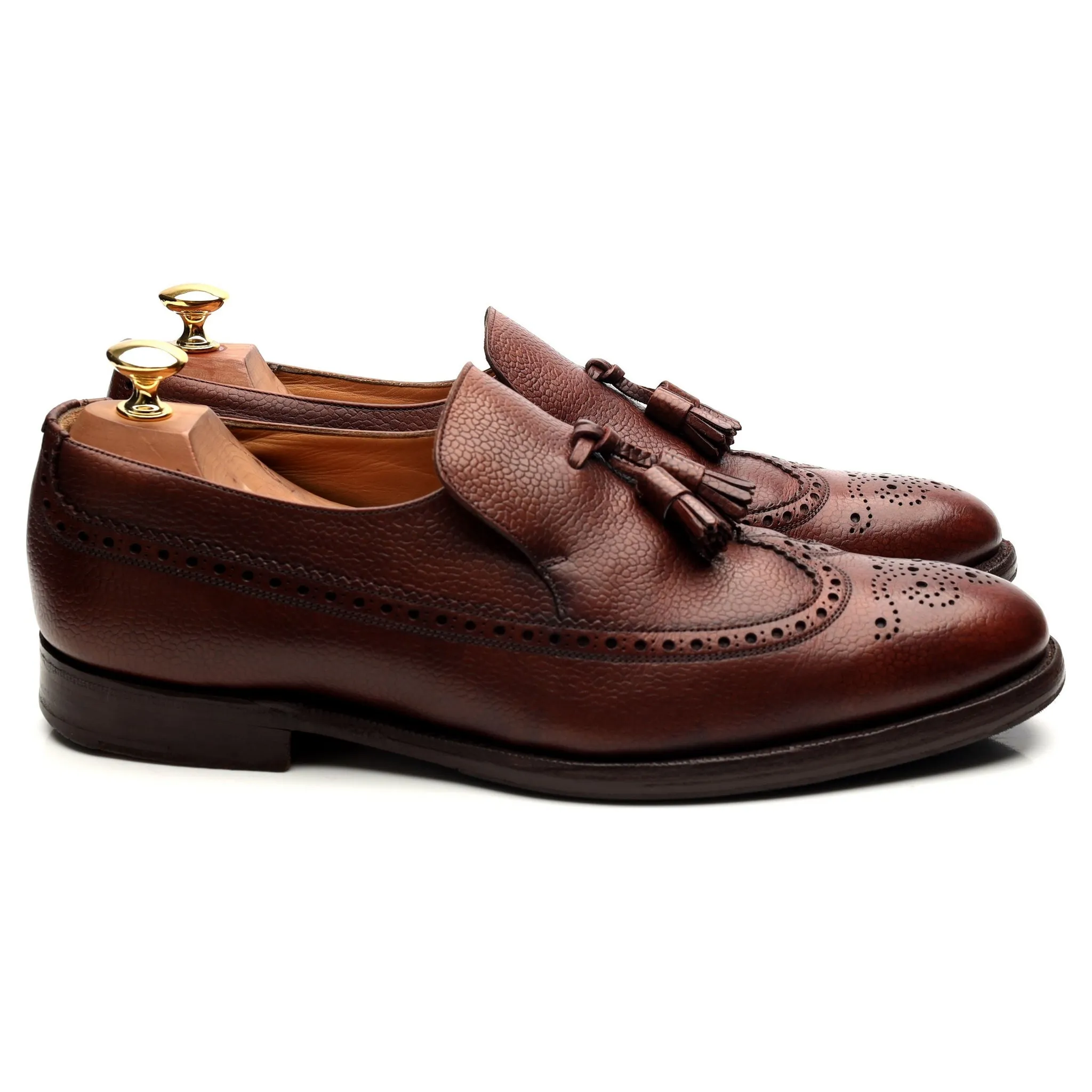 'Kingston' Brown Leather Tassel Loafers UK 9 F