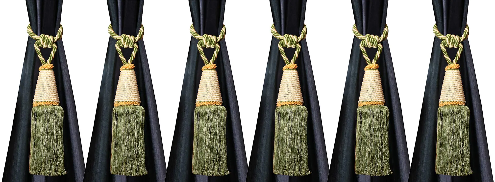 Kuber Industries Beads Beautiful Design Polyester 6 Pieces Curtain Tie Back Tassel Set (Green) CTKTC33568