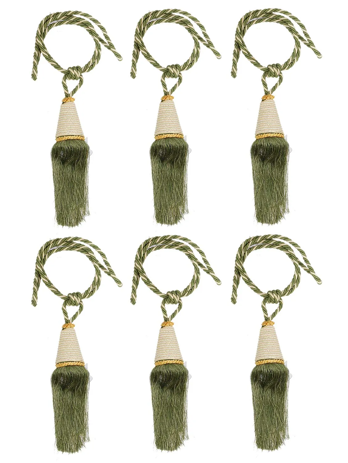 Kuber Industries Beads Beautiful Design Polyester 6 Pieces Curtain Tie Back Tassel Set (Green) CTKTC33568