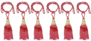 Kuber Industries Beads Beautiful Design Polyester 6 Pieces Curtain Tie Back Tassel Set (Pink) CTKTC33528