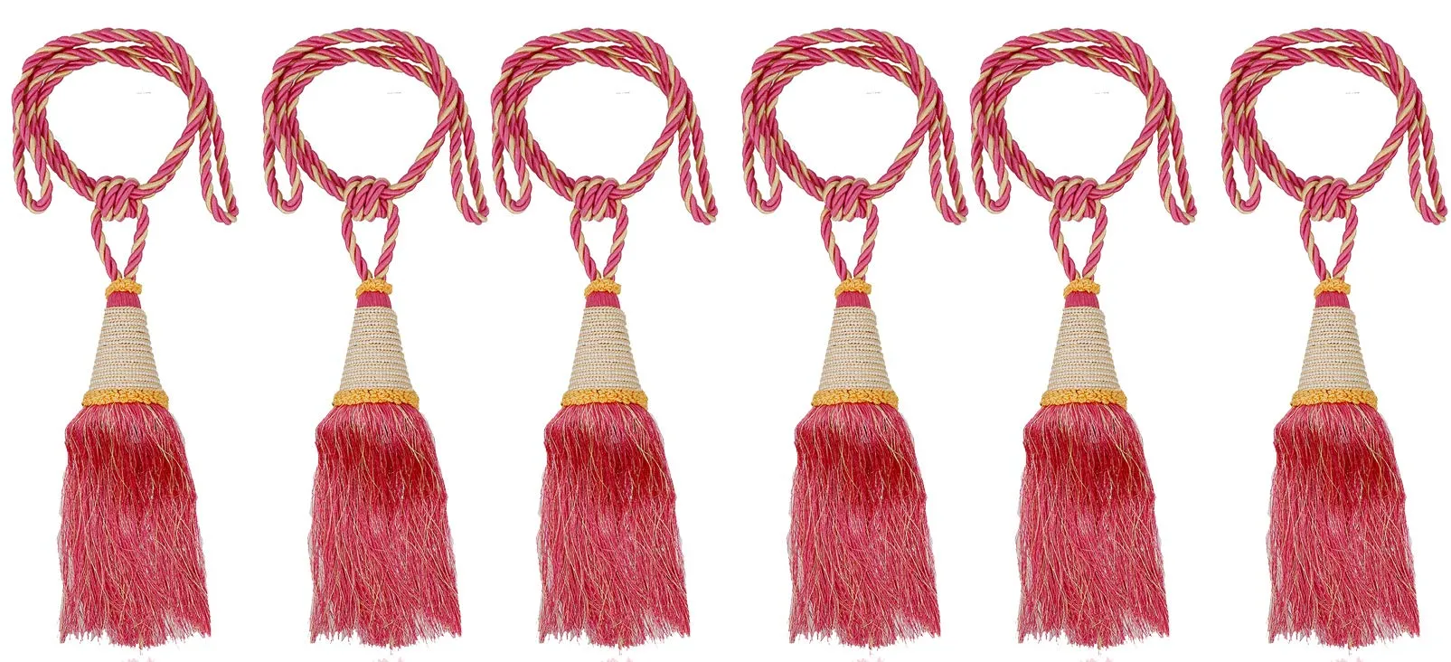 Kuber Industries Beads Beautiful Design Polyester 6 Pieces Curtain Tie Back Tassel Set (Pink) CTKTC33528