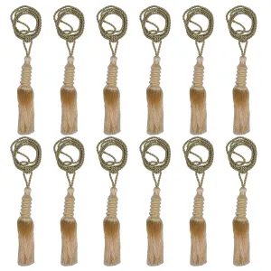 Kuber Industries Polyester 12 Pieces Curtain Tie Back Tassel Set (Gold) -CTKTC029489