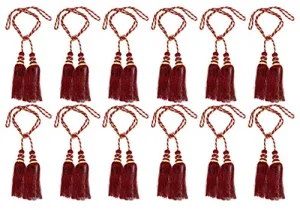 Kuber Industries Polyester 12 Pieces Curtain Tie Back Tassel Set (Maroon) CTKTC33506 Pack of 12