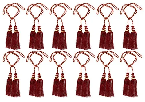 Kuber Industries Polyester 12 Pieces Curtain Tie Back Tassel Set (Maroon) CTKTC33506 Pack of 12