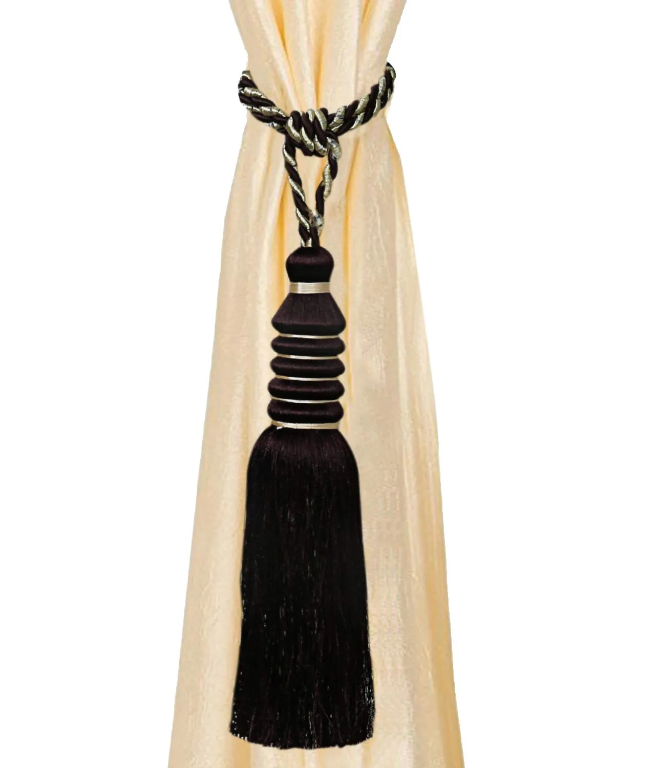 Kuber Industries Polyester 2 Pieces Curtain Tie Back Tassel Set (Brown) -CTKTC12871 (CTKTC012871)