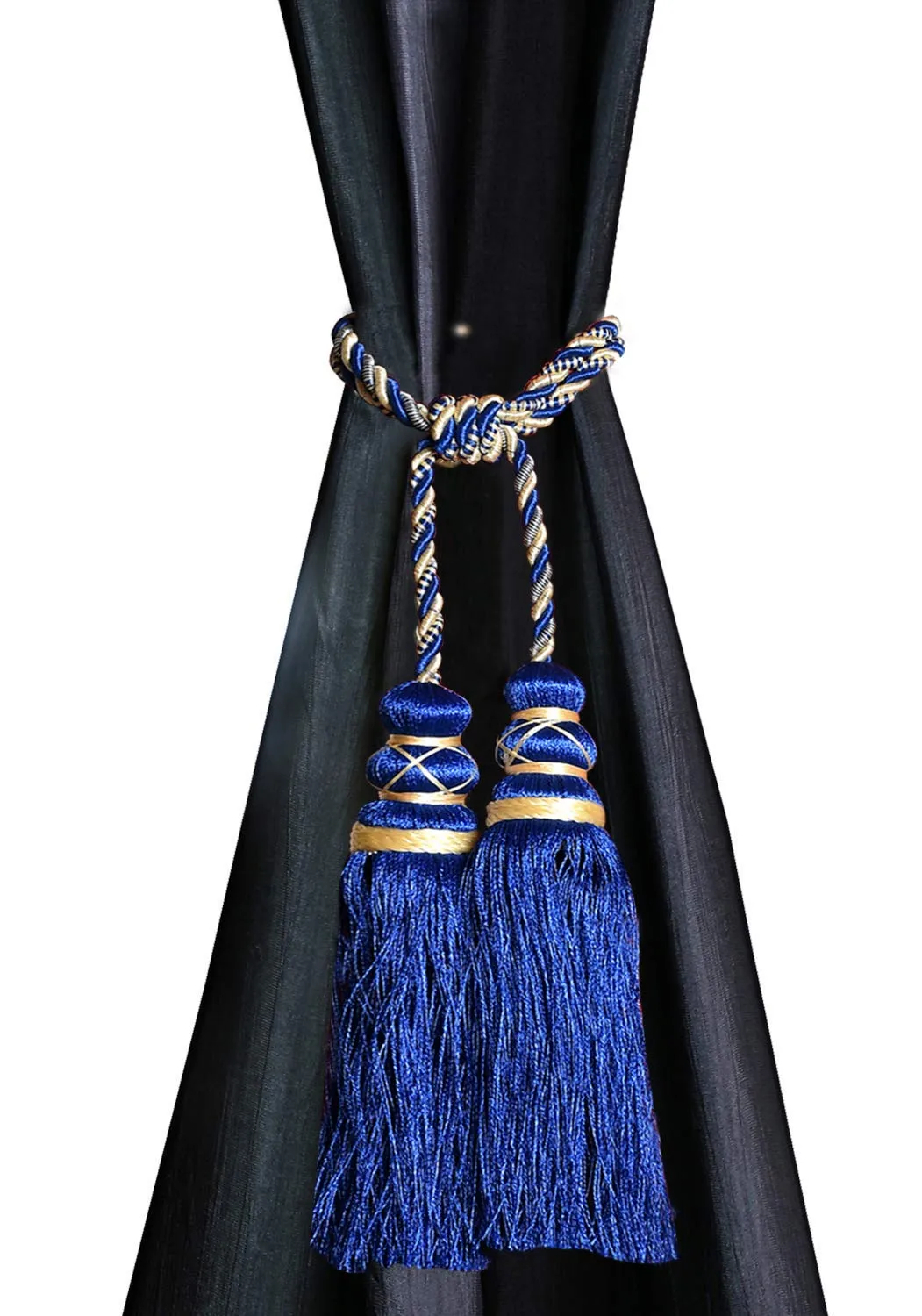 Kuber Industries Polyester 2 Pieces Curtain Tie Back Tassel Set (Royal Blue) CTKTC33460