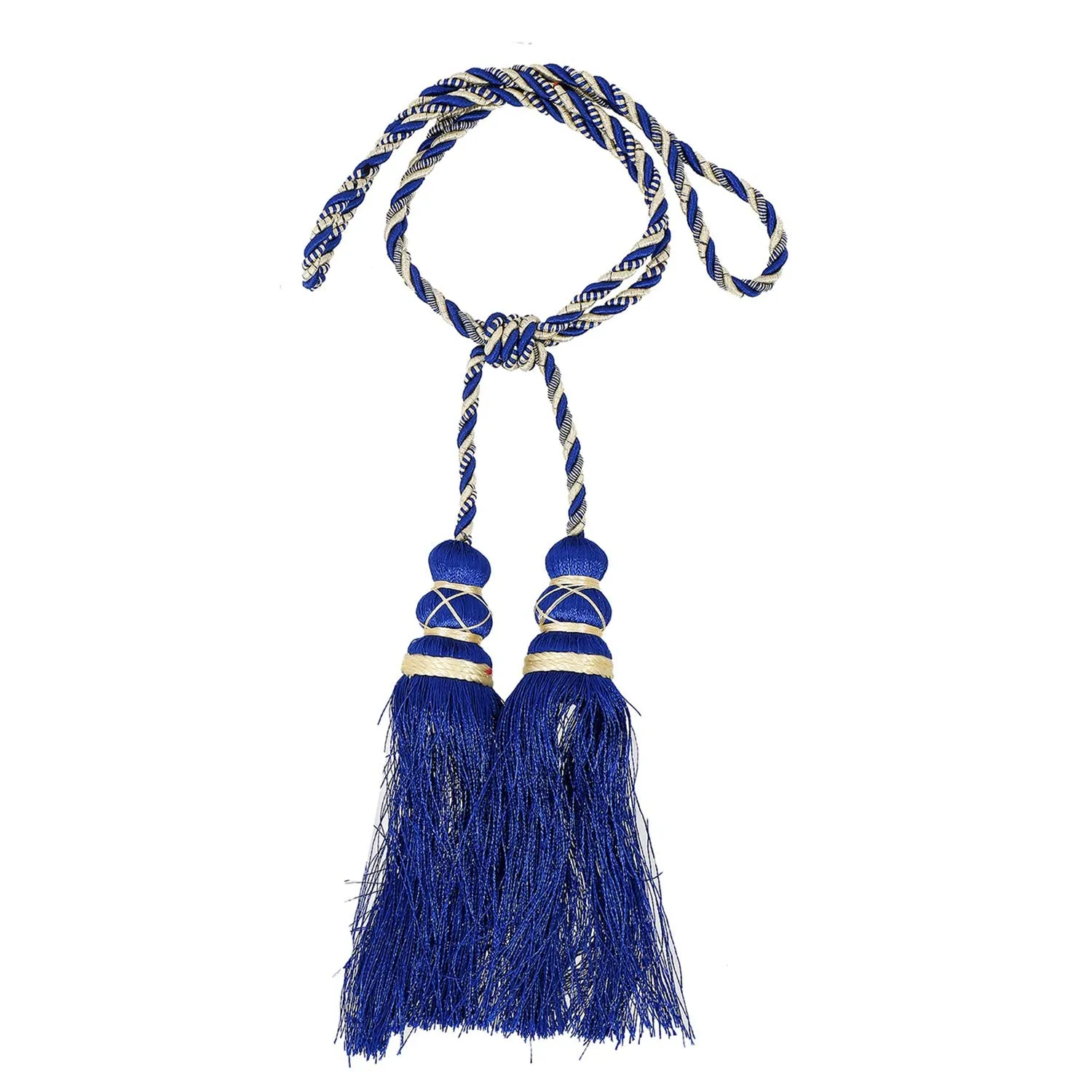 Kuber Industries Polyester 2 Pieces Curtain Tie Back Tassel Set (Royal Blue) CTKTC33460