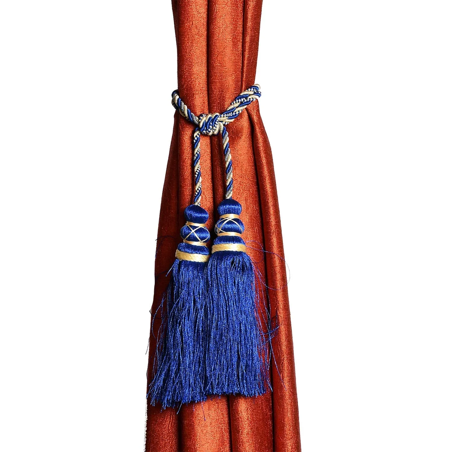 Kuber Industries Polyester 2 Pieces Curtain Tie Back Tassel Set (Royal Blue) CTKTC33460