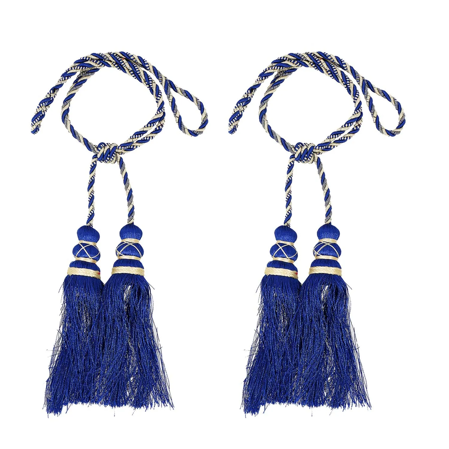 Kuber Industries Polyester 2 Pieces Curtain Tie Back Tassel Set (Royal Blue) CTKTC33460