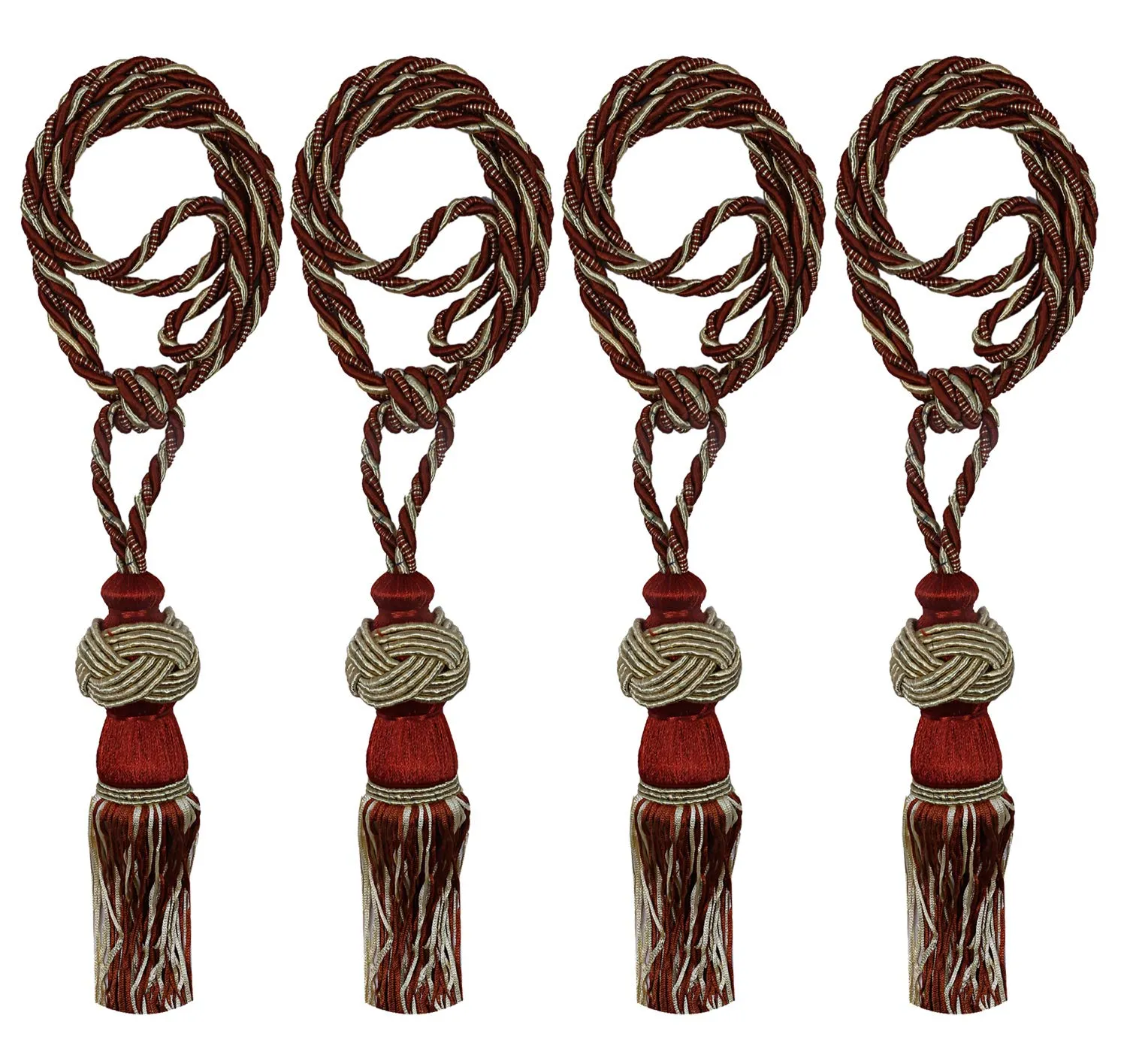 Kuber Industries Polyester 4 Pieces Curtain Tie Back Tassel Set (Maroon) -CTKTC12794