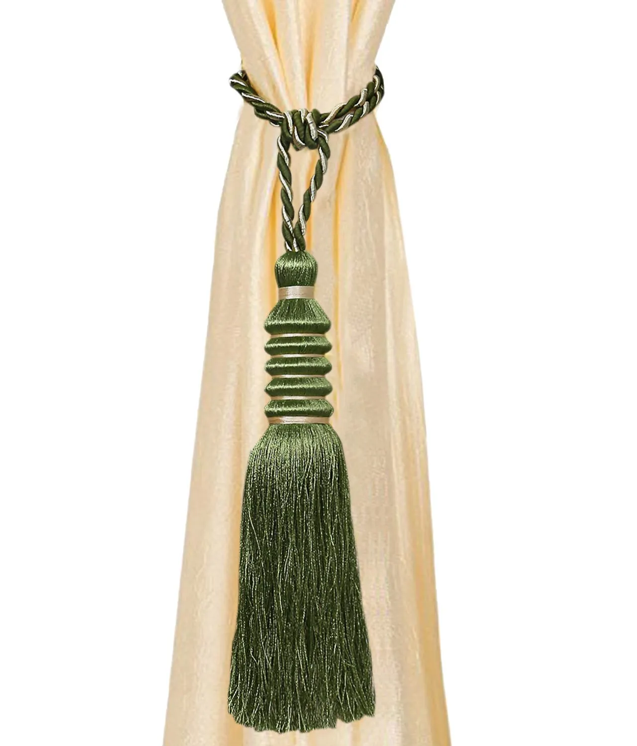 Kuber Industries Polyester Curtain Tie Back Tassel Set (CTKTC029459, Green, Standard), 2 Pieces