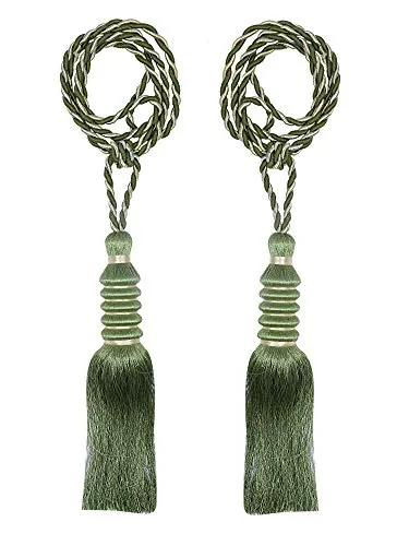 Kuber Industries Polyester Curtain Tie Back Tassel Set (CTKTC029459, Green, Standard), 2 Pieces