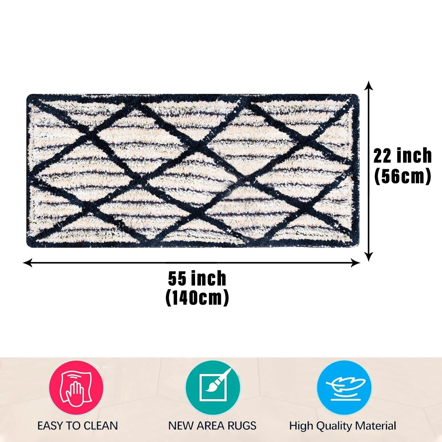 Kuber Industries Runner | Bedside Runner for Bedroom | Katli Mingle Home Decor Runner & Door Mat Combo | Anti-Skid Runner & Door Mat | Runner & Door Mat Set | Set of 2 | Blue