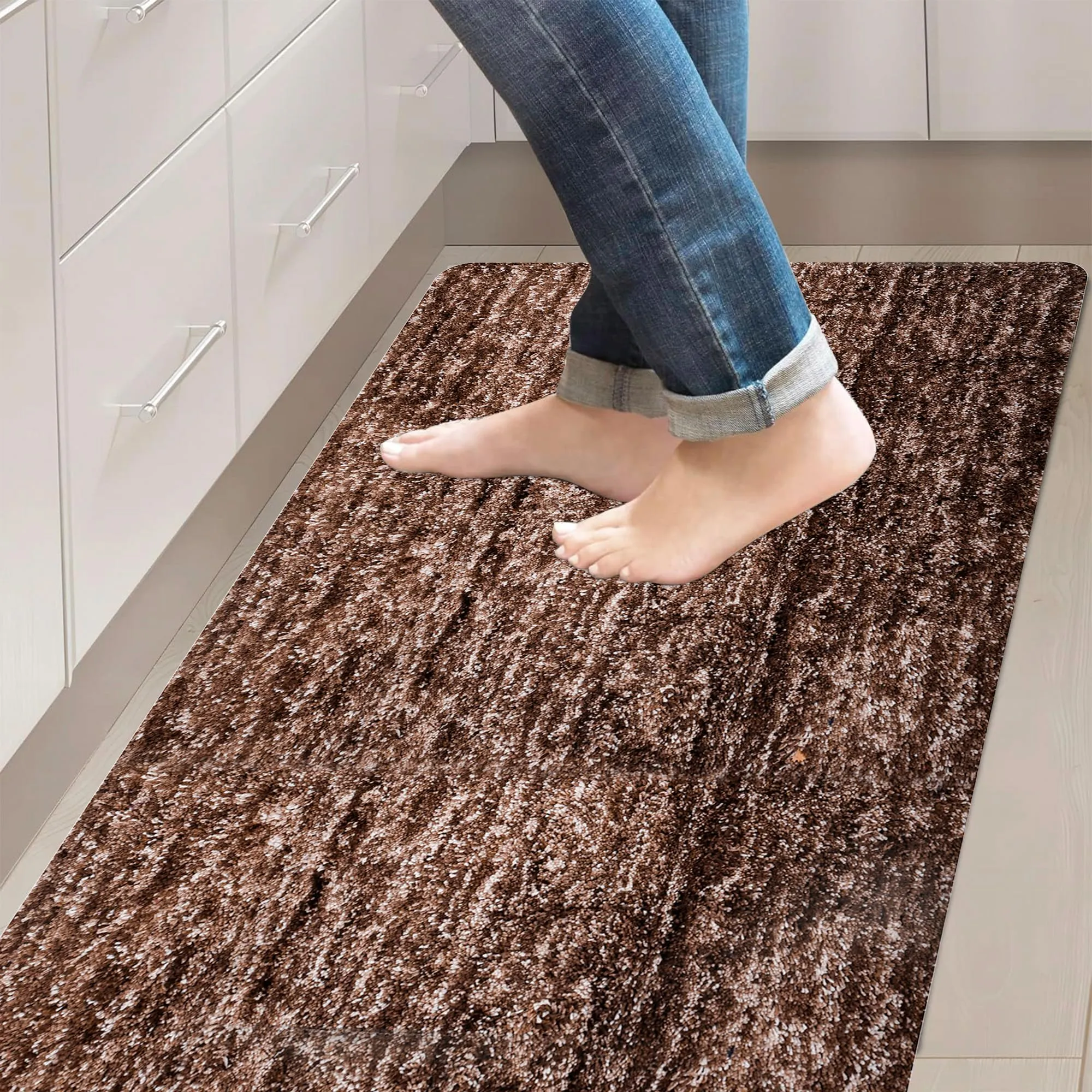 Kuber Industries Runner | Bedside Runner for Bedroom | Runner for Living Room | Lexus Home Decor Carpet Runner | Anti Skid Carpet Rug Mat | Kitchen Runner | 22x55 | Brown