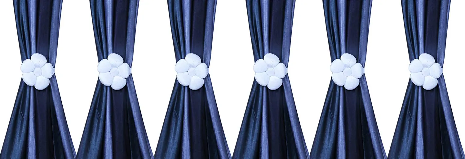 Kuber Industries Velvet 6 Pieces Curtain Tie Back Tassel Set (Silver) -CTKTC12891