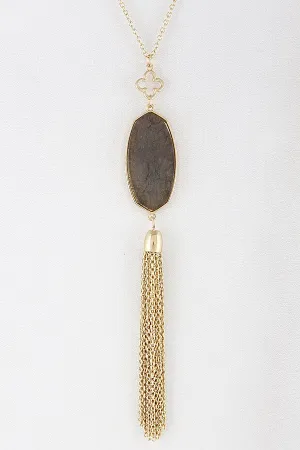 Lavalier necklace with stone and chain tassel