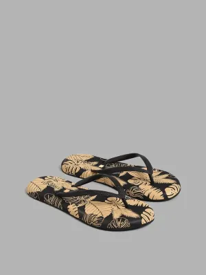 LUNA BLU Black Tropical Flip Flop