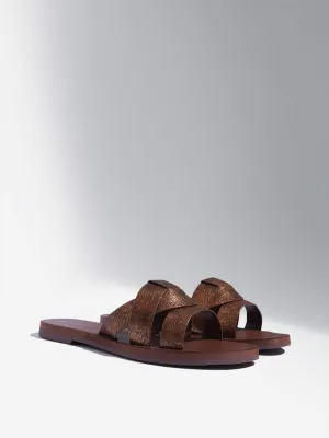 LUNA BLU Brown Multi-Strap Slides