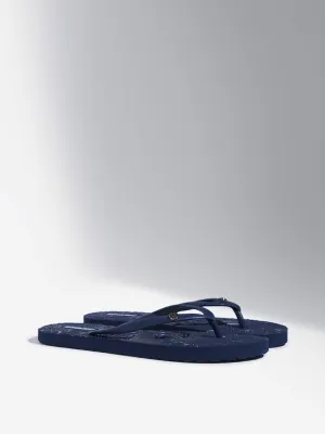 LUNA BLU Navy Embossed Flip-Flop