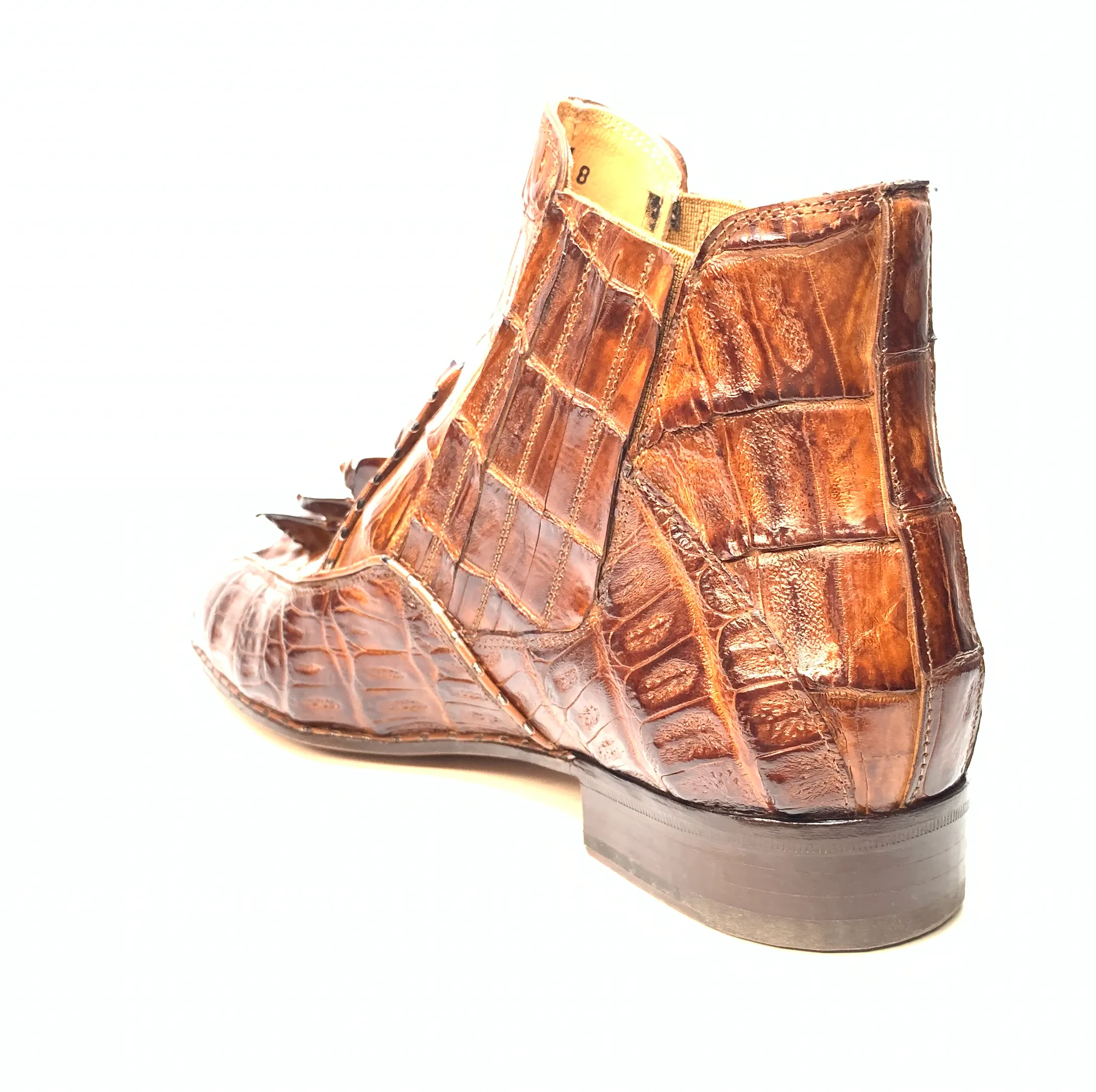 Mauri 4880 Cognac Genuine Baby Crocodile / Hornback Tail Hand Painted Boots