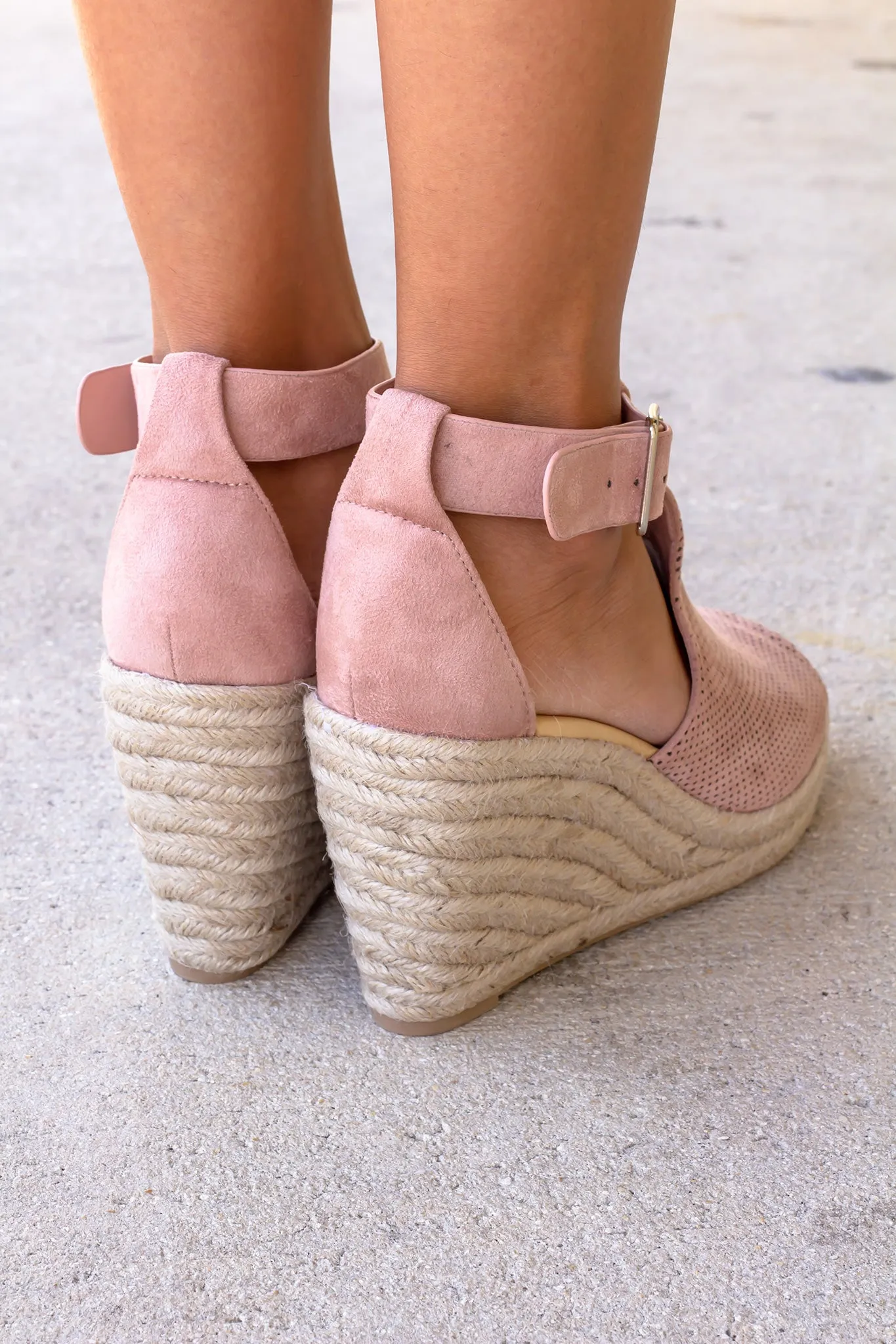 Mauve Open Toe Wedges