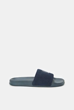 Men Navy Padded Upper Slides