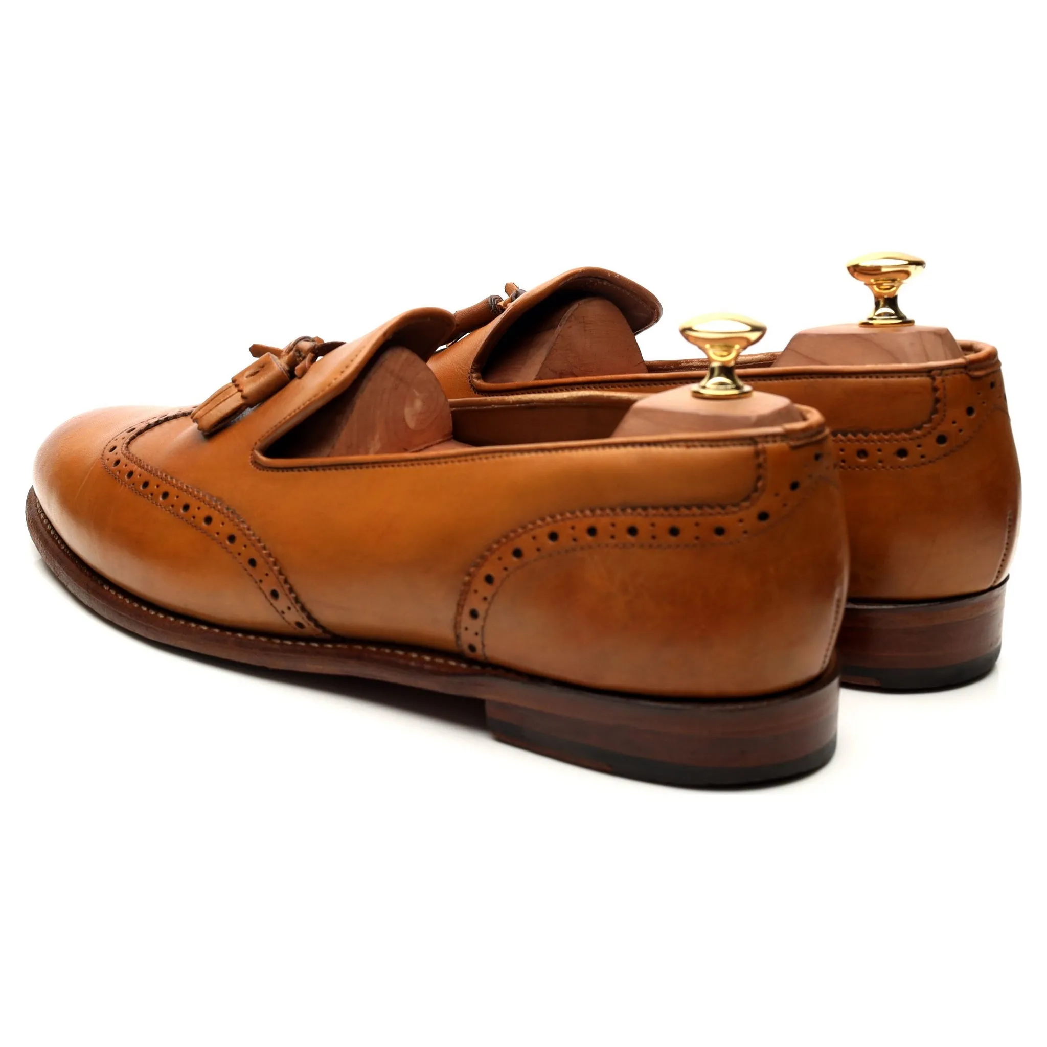 'Monty' Tan Brown Leather Tassel Loafers UK 10.5 E