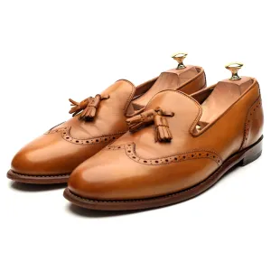 'Monty' Tan Brown Leather Tassel Loafers UK 10.5 E