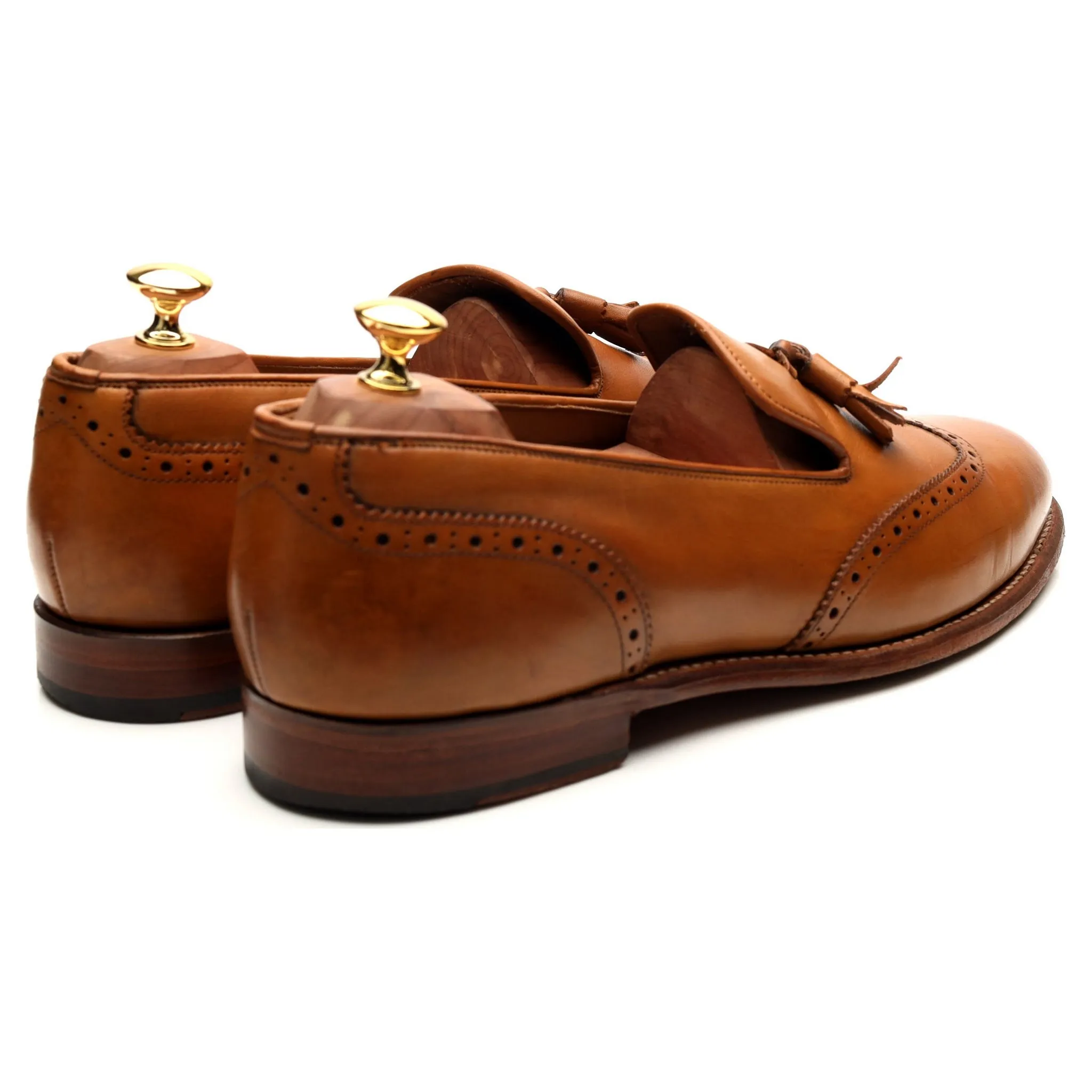 'Monty' Tan Brown Leather Tassel Loafers UK 10.5 E