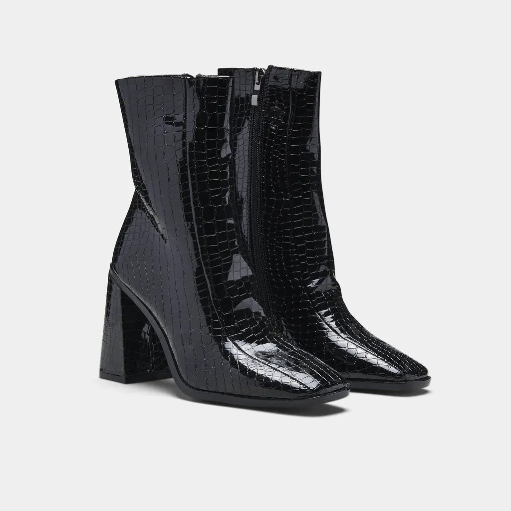 Nami Square Toe Croc Ankle Boot